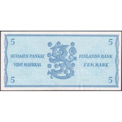 Finlande - Pick 106Aa_25 - 5 markkaa - Litt. B - Série R - 1963 (1980) - Etat : TTB+