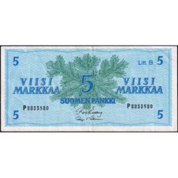 Finlande - Pick 106Aa_29 - 5 markkaa - Litt. B - Série P - 1963 (1980) - Etat : TTB