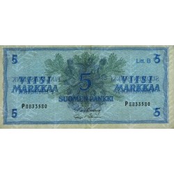Finlande - Pick 106Aa_29 - 5 markkaa - Litt. B - Série P - 1963 (1980) - Etat : TTB