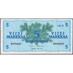 Finlande - Pick 106Aa_33 - 5 markkaa - Litt. B - Série U - 1963 (1980) - Etat : TB+