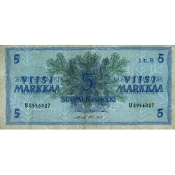 Finlande - Pick 106Aa_33 - 5 markkaa - Litt. B - Série U - 1963 (1980) - Etat : TB+