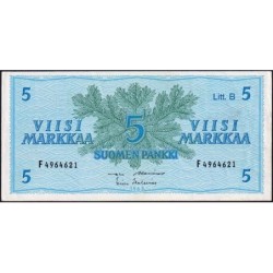 Finlande - Pick 106Aa_35 - 5 markkaa - Litt. B - Série F - 1963 (1980) - Etat : TTB+