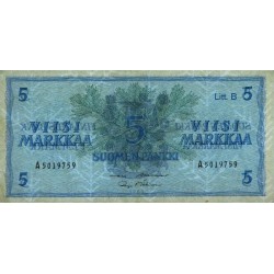 Finlande - Pick 106Aa_37 - 5 markkaa - Litt. B - Série A - 1963 (1980) - Etat : TTB+