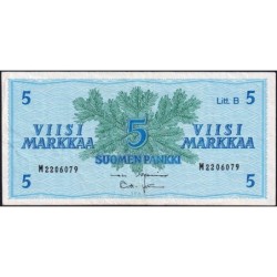 Finlande - Pick 106Aa_39 - 5 markkaa - Litt. B - Série M - 1963 (1980) - Etat : TTB