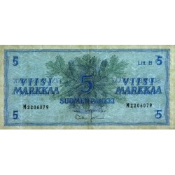 Finlande - Pick 106Aa_39 - 5 markkaa - Litt. B - Série M - 1963 (1980) - Etat : TTB