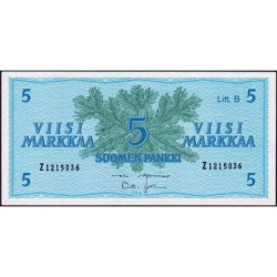 Finlande - Pick 106Aa_39 - 5 markkaa - Litt. B - Série Z - 1963 (1980) - Etat : SPL