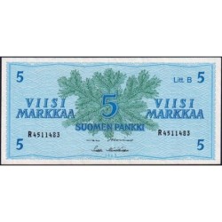 Finlande - Pick 106Aa_40 - 5 markkaa - Litt. B - Série R - 1963 (1980) - Etat : SUP