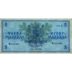 Finlande - Pick 106Aa_40 - 5 markkaa - Litt. B - Série R - 1963 (1980) - Etat : SUP