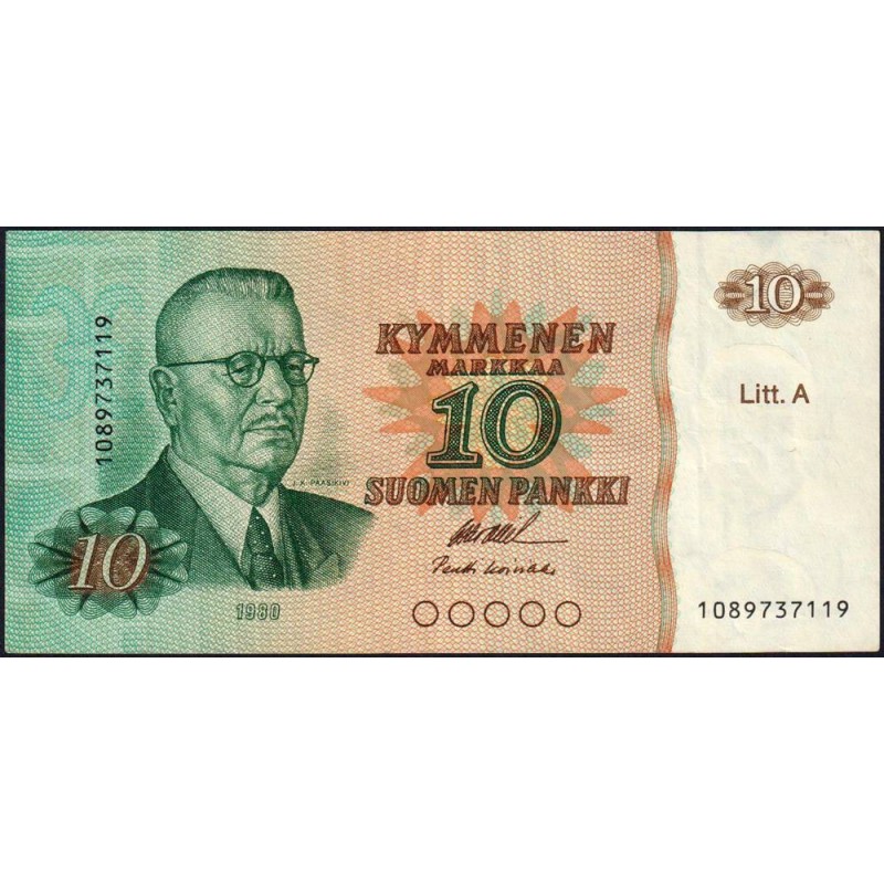 Finlande - Pick 112a_30 - 10 markkaa - Litt. A - 1980 (1984) - Etat : TTB+