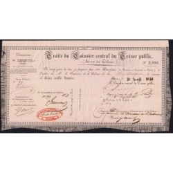 Martinique - Kolsky non réf. - Deuxième traite de 2'000 francs - 1848 - Etat : TTB+