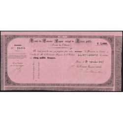 Nouvelle Calédonie - Sidney - Kolsky non réf. - Seconde traite de 5'000 francs - 1867 - Etat : SUP
