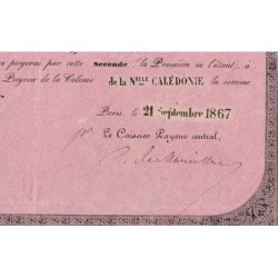 Nouvelle Calédonie - Sidney - Kolsky non réf. - Seconde traite de 5'000 francs - 1867 - Etat : SUP