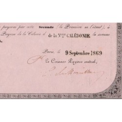 Nouvelle Calédonie - Kolsky non réf. - Seconde traite de 500 francs - 1869 - Etat : SUP