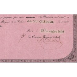 Nouvelle Calédonie - Kolsky non réf. - Seconde traite de 2'000 francs - 1869 - Etat : TTB+