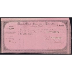 Nouvelle Calédonie - Kolsky non réf. - Seconde traite de 10'000 francs - 1869 - Etat : TB+