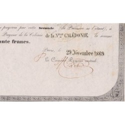 Nouvelle Calédonie - Kolsky non réf. - Seconde traite de 250 francs - 1869 - Etat : SUP