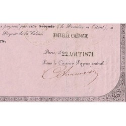 Nouvelle Calédonie - Kolsky non réf. - Seconde traite de 100 francs - 1871 - Etat : SUP+