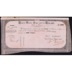 Nouvelle Calédonie - Kolsky non réf. - Seconde traite de 1'000 francs - 1871 - Etat : TB+