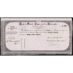 Nouvelle Calédonie - Kolsky 85 - Seconde traite de 500 francs - 1872 - Etat : SUP