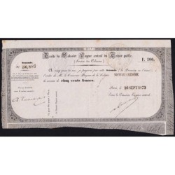 Nouvelle Calédonie - Kolsky non réf. - Seconde traite de 500 francs - 1873 - Etat : TTB+