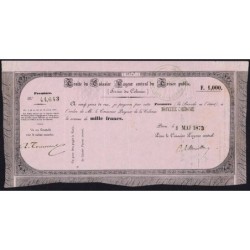 Nouvelle Calédonie - Kolsky non réf. - Première traite de 1'000 francs - 1873 - Etat : TTB+ à SUP