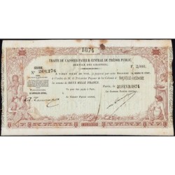 Nouvelle Calédonie - Kolsky 90 - Seconde traite de 2'000 francs - 1874 - Etat : TTB