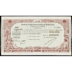 Nouvelle Calédonie - Kolsky 91 - Seconde traite de 5'000 francs - 1874 - Etat : SUP+