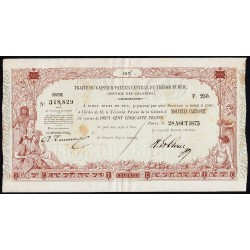 Nouvelle Calédonie - Kolsky non réf. - Seconde traite de 250 francs - 1875 - Etat : SUP