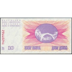 Bosnie-Herzégovine - Pick 10 - 10 dinara - Série DF - 01/07/1992 - Etat : NEUF