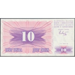 Bosnie-Herzégovine - Pick 10 - 10 dinara - Série JF - 01/07/1992 - Etat : NEUF