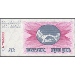Bosnie-Herzégovine - Pick 12 - 50 dinara - Série HE - 01/07/1992 - Etat : TTB+
