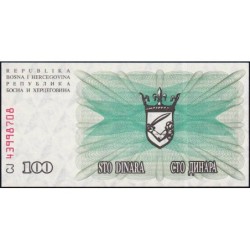 Bosnie-Herzégovine - Pick 13 - 100 dinara - Série CJ - 01/07/1992 - Etat : NEUF