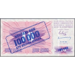 Bosnie-Herzégovine - Pick 34b - 100'000 sur 10 dinara - Série AG DC - 10/11/1993 - Etat : NEUF