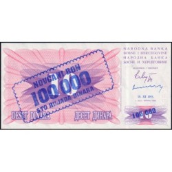 Bosnie-Herzégovine - Pick 34b - 100'000 sur 10 dinara - Série GF DC - 10/11/1993 - Etat : NEUF