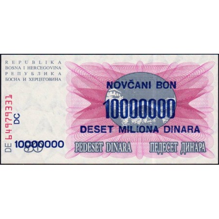 Bosnie-Herzégovine - Pick 36 - 10'000'000 sur 50 dinara - Série DE DC - 10/11/1993 - Etat : NEUF