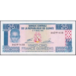 Guinée - Pick 28a - 25 francs guinéens - Série DU - 1985 - Etat : NEUF
