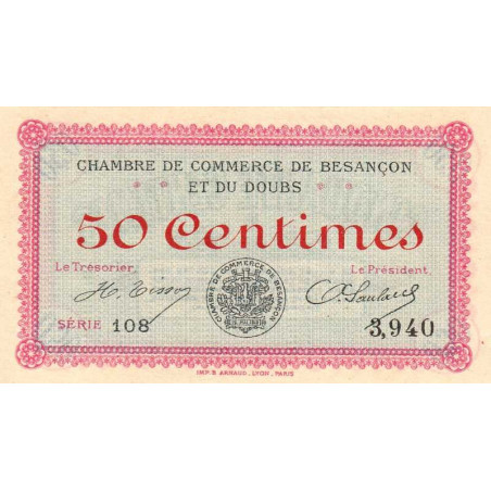 Besançon (Doubs) - Pirot 25-1 - 50 centimes - Série 108 - Sans date (1915) - Etat : NEUF