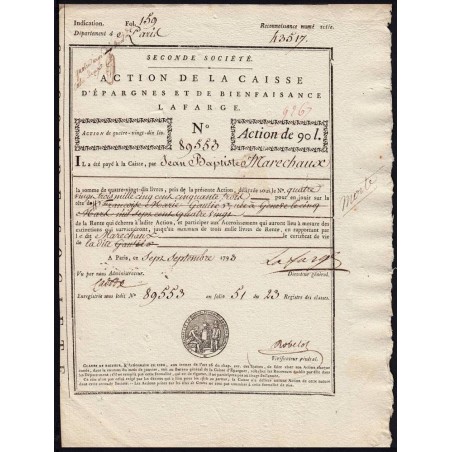 Paris - Révolution - 1793 - Caisse Lafarge - Genève - 90 livres - Etat : SUP+ à SPL