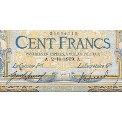 F 23-01 - 02/10/1909 - 100 francs - Merson sans LOM - Série E.1065 - Etat : TB-