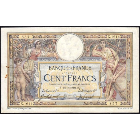 F 23-04 - 26/08/1912 - 100 francs - Merson sans LOM - Série X.1614 - Etat : TTB