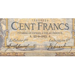 F 23-07 - 22/09/1915 - 100 francs - Merson sans LOM - Série K.3039 - Etat : B+