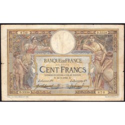 F 23-08 - 22/03/1916 - 100 francs - Merson sans LOM - Série D.3338 - Etat : B+