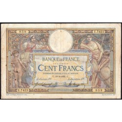F 23-14 - 19/03/1921 - 100 francs - Merson sans LOM - Série U.7423 - Etat : B+