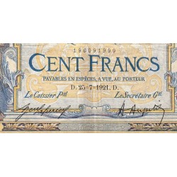 F 23-14 - 25/07/1921 - 100 francs - Merson sans LOM - Série R.7844 - Etat : AB