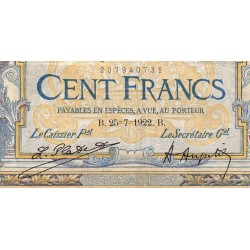 F 23-15 - 25/07/1922 - 100 francs - Merson sans LOM - Série Q.8318 - Etat : TB-