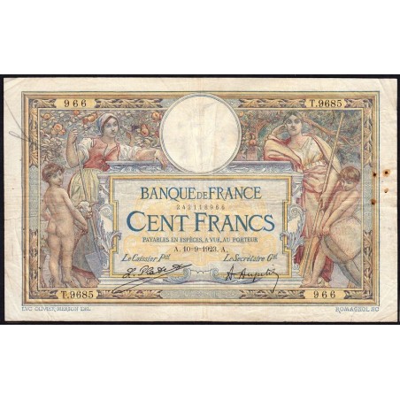 F 23-16 - 10/09/1923 - 100 francs - Merson sans LOM - Série T.9685 - Etat : B+