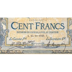 F 23-16 - 15/10/1923 - 100 francs - Merson sans LOM - Série Q.9837 - Etat : AB