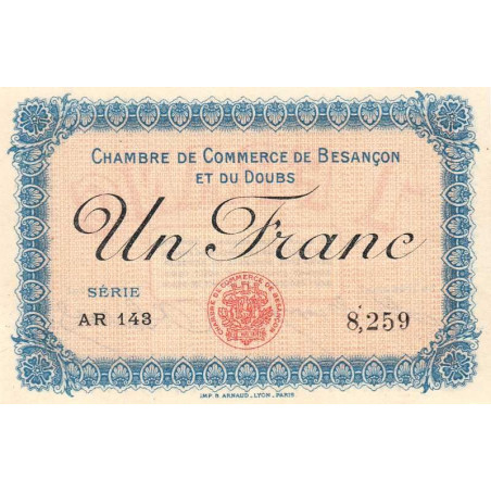 Besançon (Doubs) - Pirot 25-13 - 1 franc - Série AR 143 - Sans date (1915) - Etat : SPL+