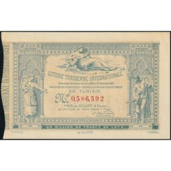 Tunisie - Billet de loterie - 1 franc - 22/02/1882 - Etat : SUP+