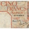 Tunisie - Pick 8b_1 - 5 francs - Série Z.4644 - 04/04/1939 - Etat : TB